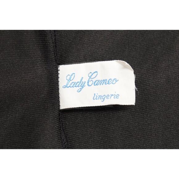 Vintage Lady Cameo Long Slinky Nightgown Small Black Nylon High Slit USA Y2K - Picture 9 of 12